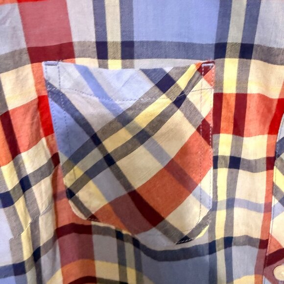 Studio Works Button Down Shirt Red White Blue Plaid Womans XL - Picture 6 of 6